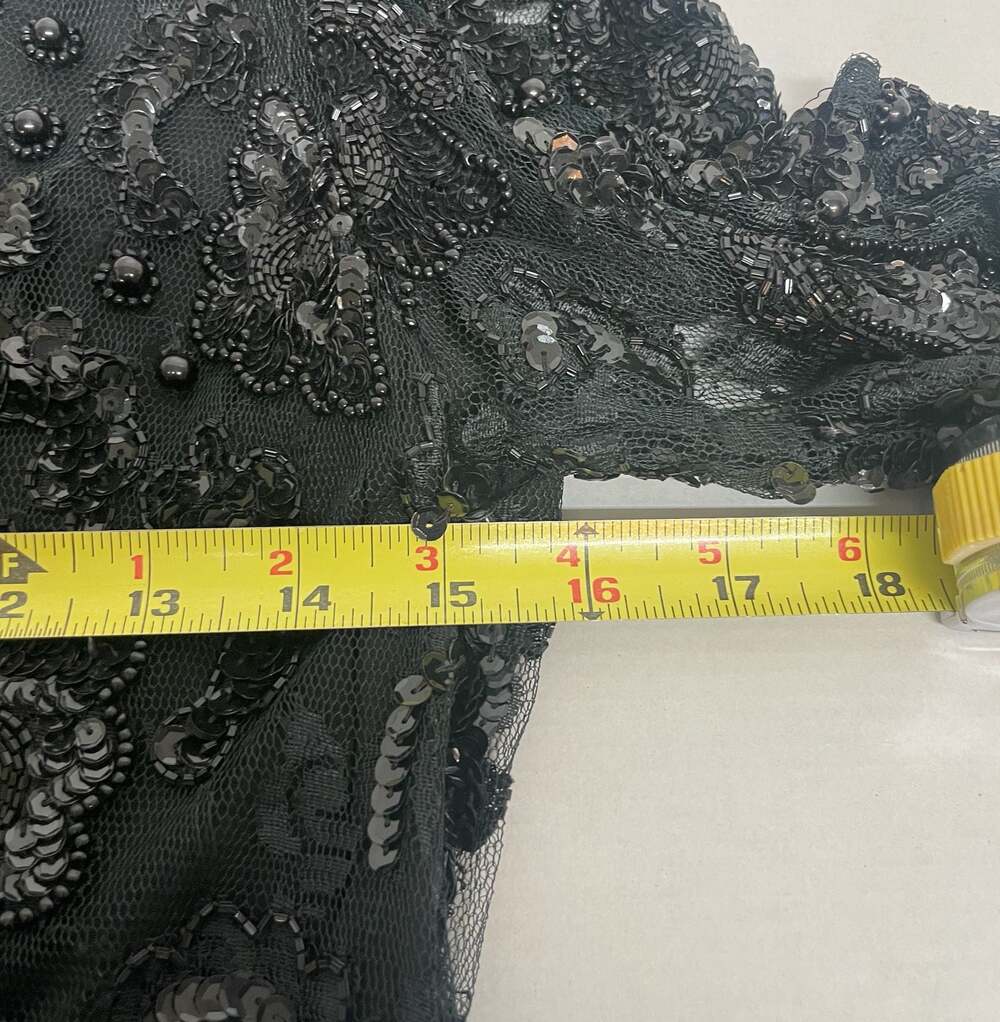 VTG 80s Judith Ann Creations Bead & Sequin Black Drop Waist Cocktail Dress Sz Sm - Picture 12 of 13